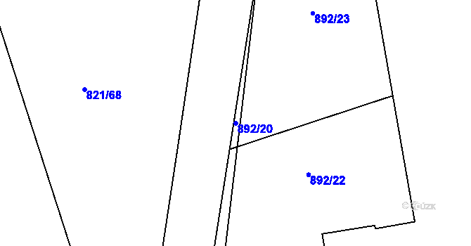 Parcela st. 892/20 v KÚ Nesvačily u Bystřice, Katastrální mapa