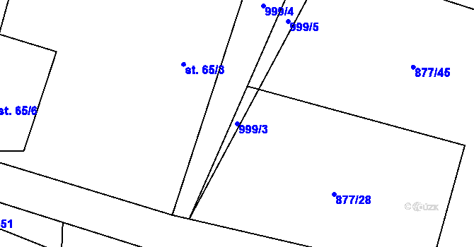 Parcela st. 999/3 v KÚ Nesvačily u Bystřice, Katastrální mapa