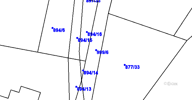 Parcela st. 999/6 v KÚ Nesvačily u Bystřice, Katastrální mapa