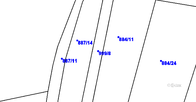 Parcela st. 999/8 v KÚ Nesvačily u Bystřice, Katastrální mapa