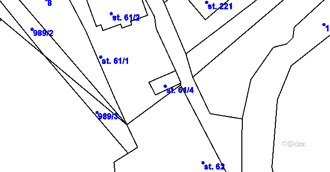 Parcela st. 61/4 v KÚ Nesvačily u Bystřice, Katastrální mapa