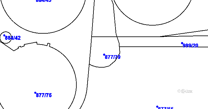 Parcela st. 877/79 v KÚ Nesvačily u Bystřice, Katastrální mapa