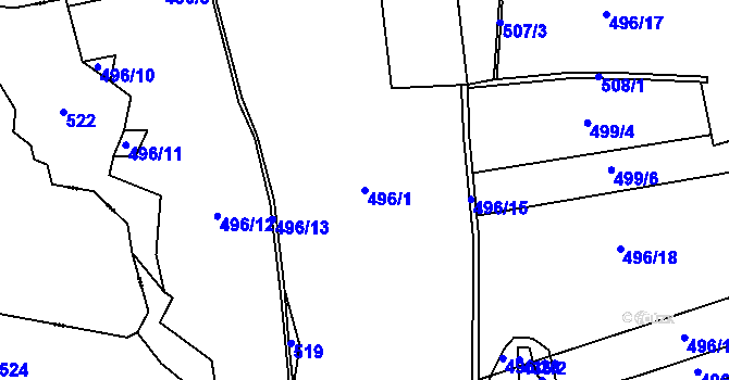 Parcela st. 496/1 v KÚ Tvoršovice, Katastrální mapa