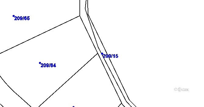 Parcela st. 209/15 v KÚ Tvoršovice, Katastrální mapa