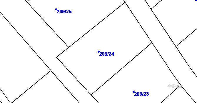 Parcela st. 209/24 v KÚ Tvoršovice, Katastrální mapa