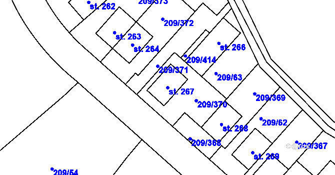 Parcela st. 267 v KÚ Tvoršovice, Katastrální mapa