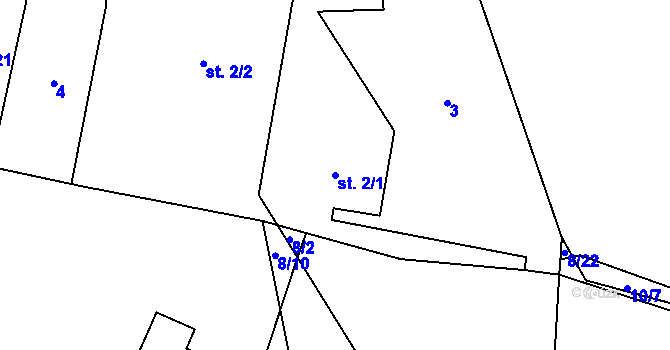 Parcela st. 2/1 v KÚ Bystřice, Katastrální mapa