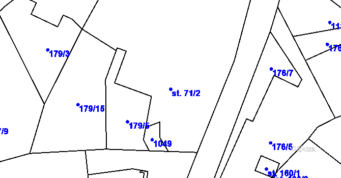 Parcela st. 71/2 v KÚ Bystřice, Katastrální mapa