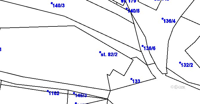 Parcela st. 82/2 v KÚ Bystřice, Katastrální mapa