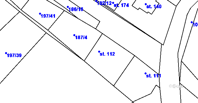Parcela st. 112 v KÚ Bystřice, Katastrální mapa
