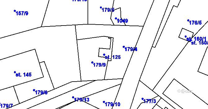 Parcela st. 125 v KÚ Bystřice, Katastrální mapa