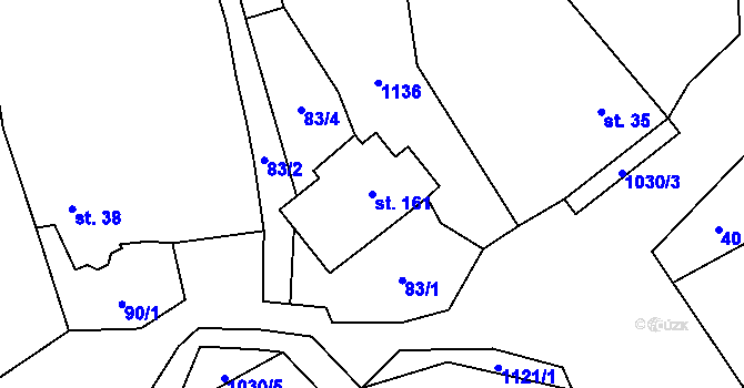 Parcela st. 161 v KÚ Bystřice, Katastrální mapa