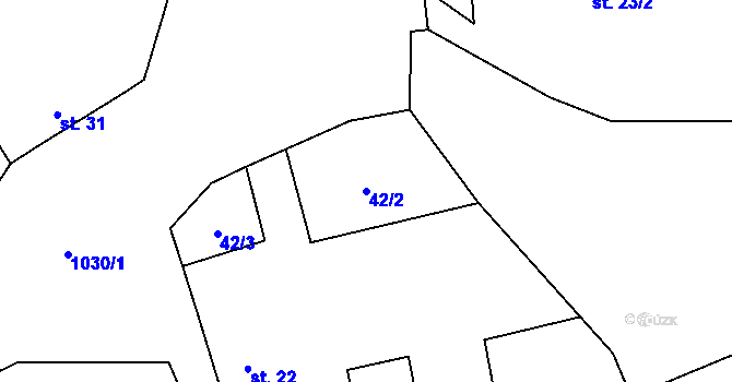 Parcela st. 42/2 v KÚ Bystřice, Katastrální mapa