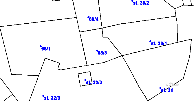 Parcela st. 68/3 v KÚ Bystřice, Katastrální mapa