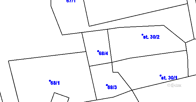 Parcela st. 68/4 v KÚ Bystřice, Katastrální mapa