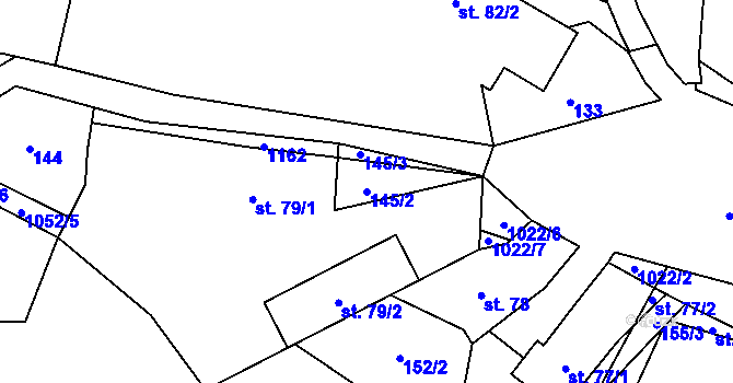 Parcela st. 145/2 v KÚ Bystřice, Katastrální mapa