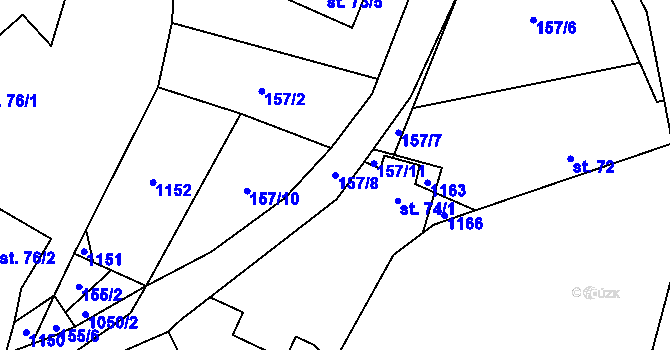 Parcela st. 157/8 v KÚ Bystřice, Katastrální mapa