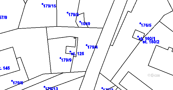 Parcela st. 179/4 v KÚ Bystřice, Katastrální mapa