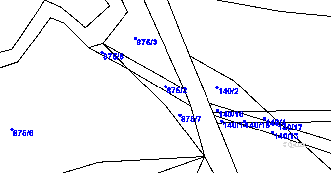 Parcela st. 875/2 v KÚ Bystřice, Katastrální mapa