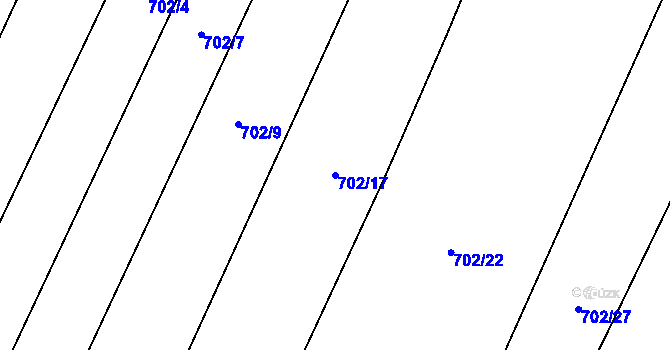 Parcela st. 702/17 v KÚ Bystřice, Katastrální mapa