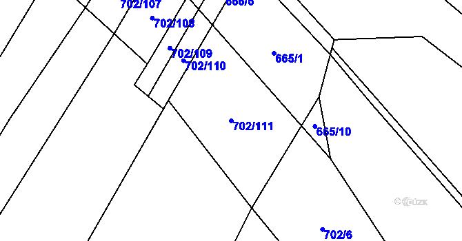 Parcela st. 702/111 v KÚ Bystřice, Katastrální mapa