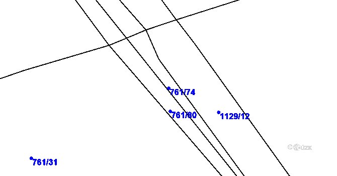 Parcela st. 761/74 v KÚ Bystřice, Katastrální mapa