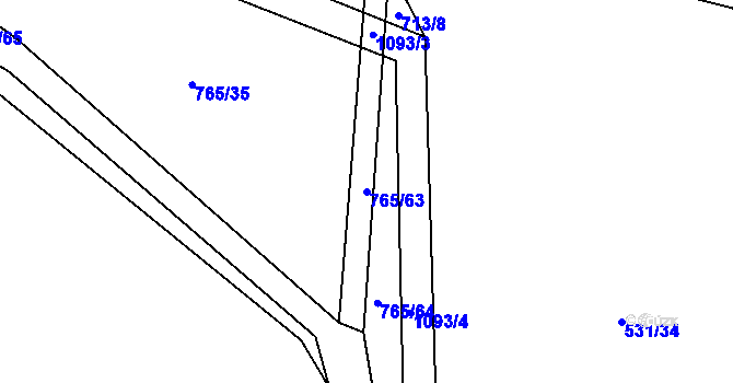 Parcela st. 765/63 v KÚ Bystřice, Katastrální mapa