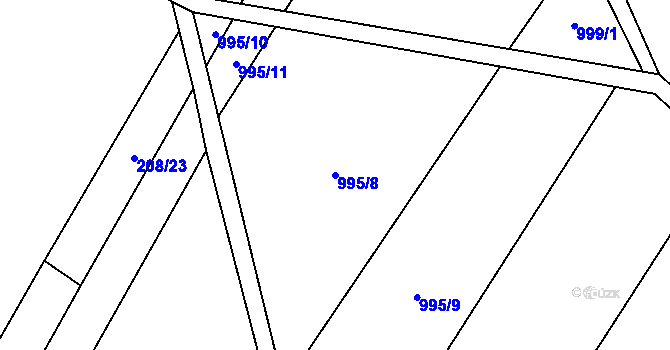 Parcela st. 995/8 v KÚ Bystřice, Katastrální mapa