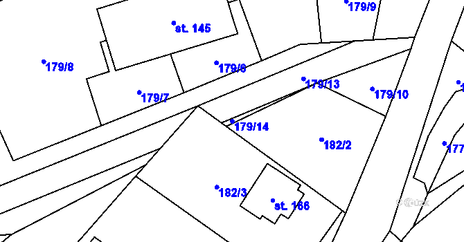 Parcela st. 179/14 v KÚ Bystřice, Katastrální mapa