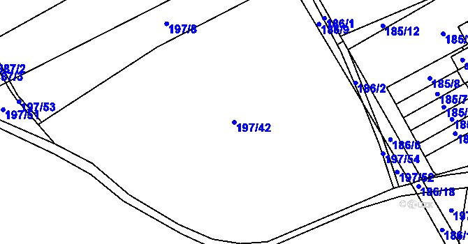 Parcela st. 197/42 v KÚ Bystřice, Katastrální mapa