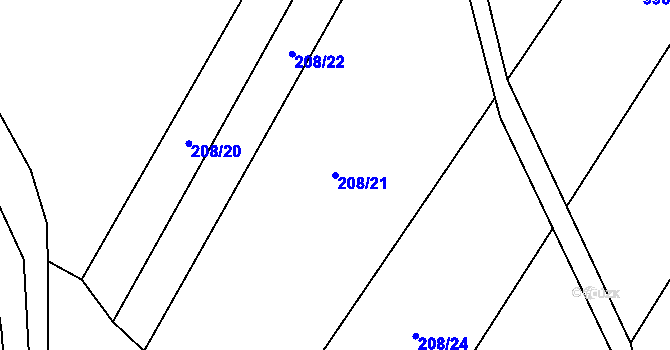 Parcela st. 208/21 v KÚ Bystřice, Katastrální mapa