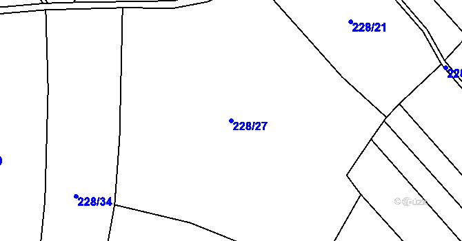 Parcela st. 228/27 v KÚ Bystřice, Katastrální mapa