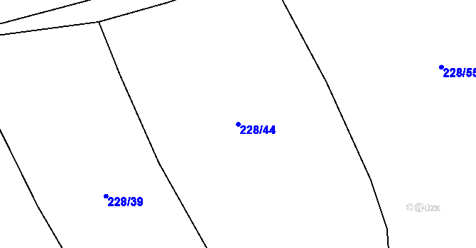 Parcela st. 228/44 v KÚ Bystřice, Katastrální mapa