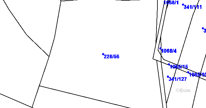 Parcela st. 228/56 v KÚ Bystřice, Katastrální mapa