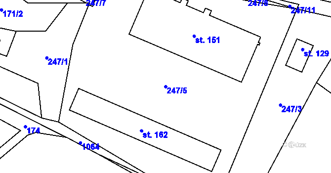 Parcela st. 247/5 v KÚ Bystřice, Katastrální mapa