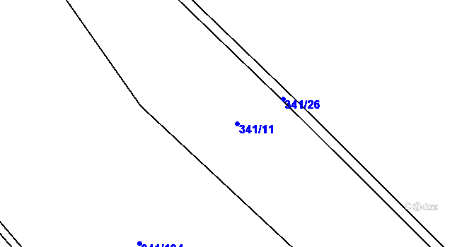 Parcela st. 341/11 v KÚ Bystřice, Katastrální mapa