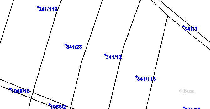 Parcela st. 341/12 v KÚ Bystřice, Katastrální mapa