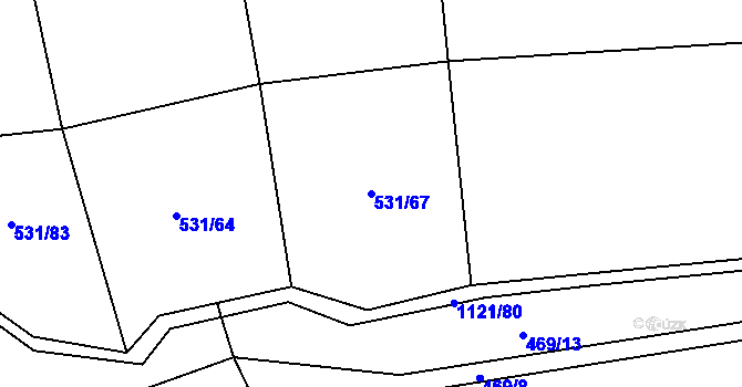 Parcela st. 531/67 v KÚ Bystřice, Katastrální mapa