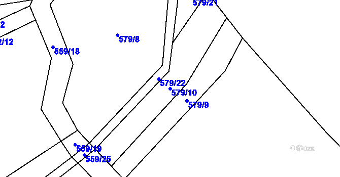 Parcela st. 579/10 v KÚ Bystřice, Katastrální mapa