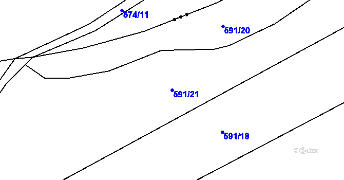 Parcela st. 591/21 v KÚ Bystřice, Katastrální mapa