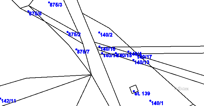 Parcela st. 140/14 v KÚ Bystřice, Katastrální mapa