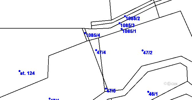 Parcela st. 47/4 v KÚ Bystřice, Katastrální mapa