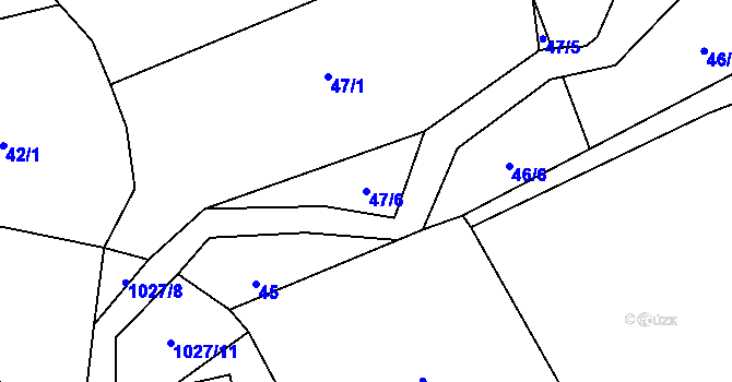 Parcela st. 47/6 v KÚ Bystřice, Katastrální mapa