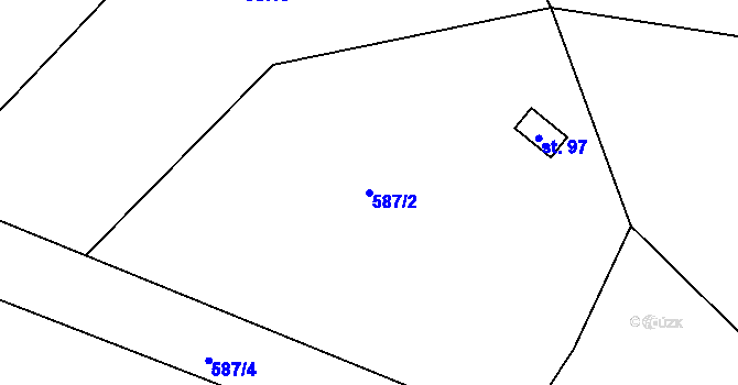 Parcela st. 587/2 v KÚ Važice, Katastrální mapa