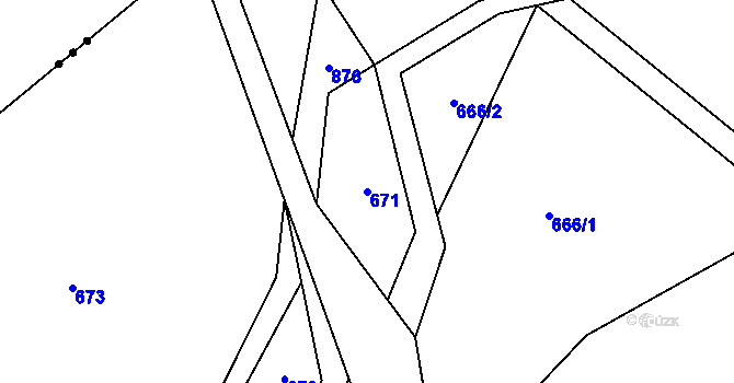 Parcela st. 671 v KÚ Važice, Katastrální mapa