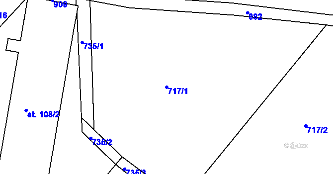 Parcela st. 717/1 v KÚ Važice, Katastrální mapa