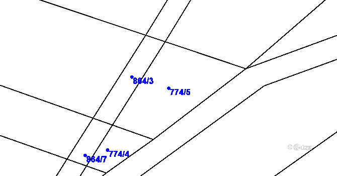Parcela st. 774/5 v KÚ Važice, Katastrální mapa