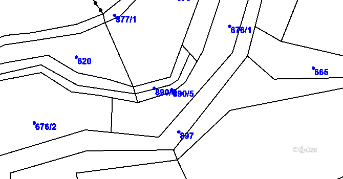 Parcela st. 890/5 v KÚ Važice, Katastrální mapa