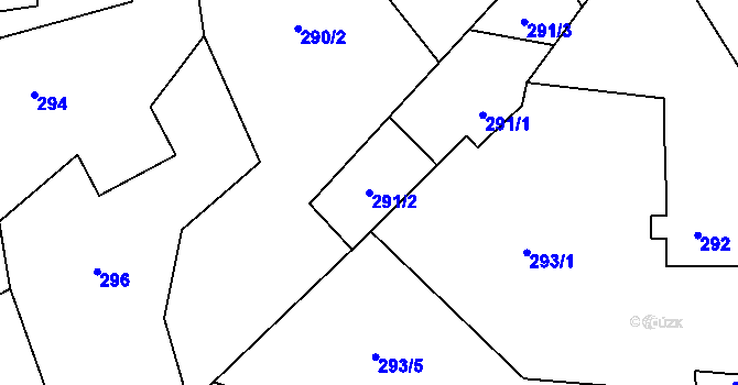 Parcela st. 291/2 v KÚ Bystřice nad Olší, Katastrální mapa