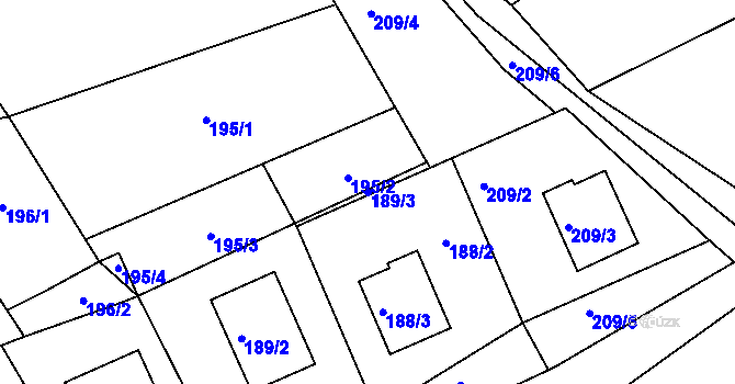 Parcela st. 189/3 v KÚ Bystřice nad Olší, Katastrální mapa